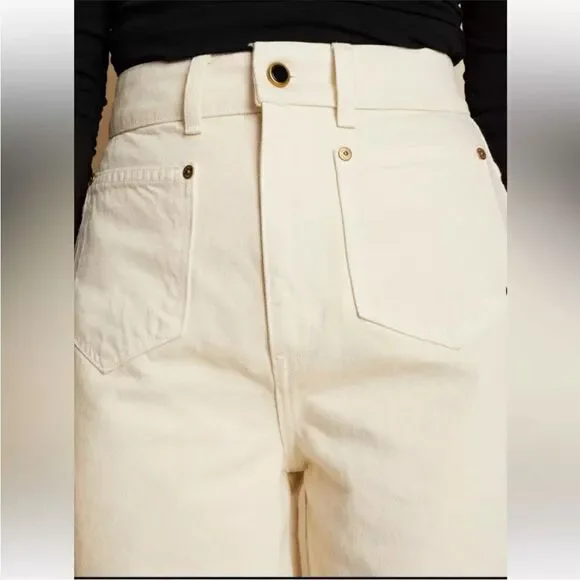 KHAITE Aiden Jean Womens Size 31 Ivory Rigid Pockets High Waist Cotton NWT - Picture 2 of 16